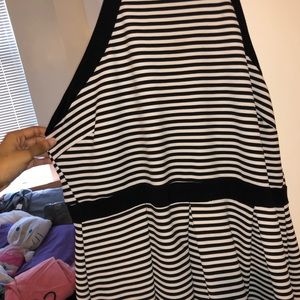 Black & White Stripe Halter-Top Dress; W 3X